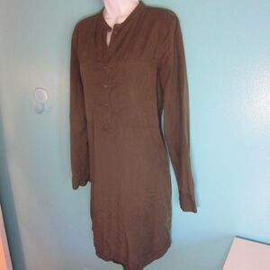 LOFT Lou & Gray Dark Green Tencel Pullover Shirtdress Size Large  42 -40 -44